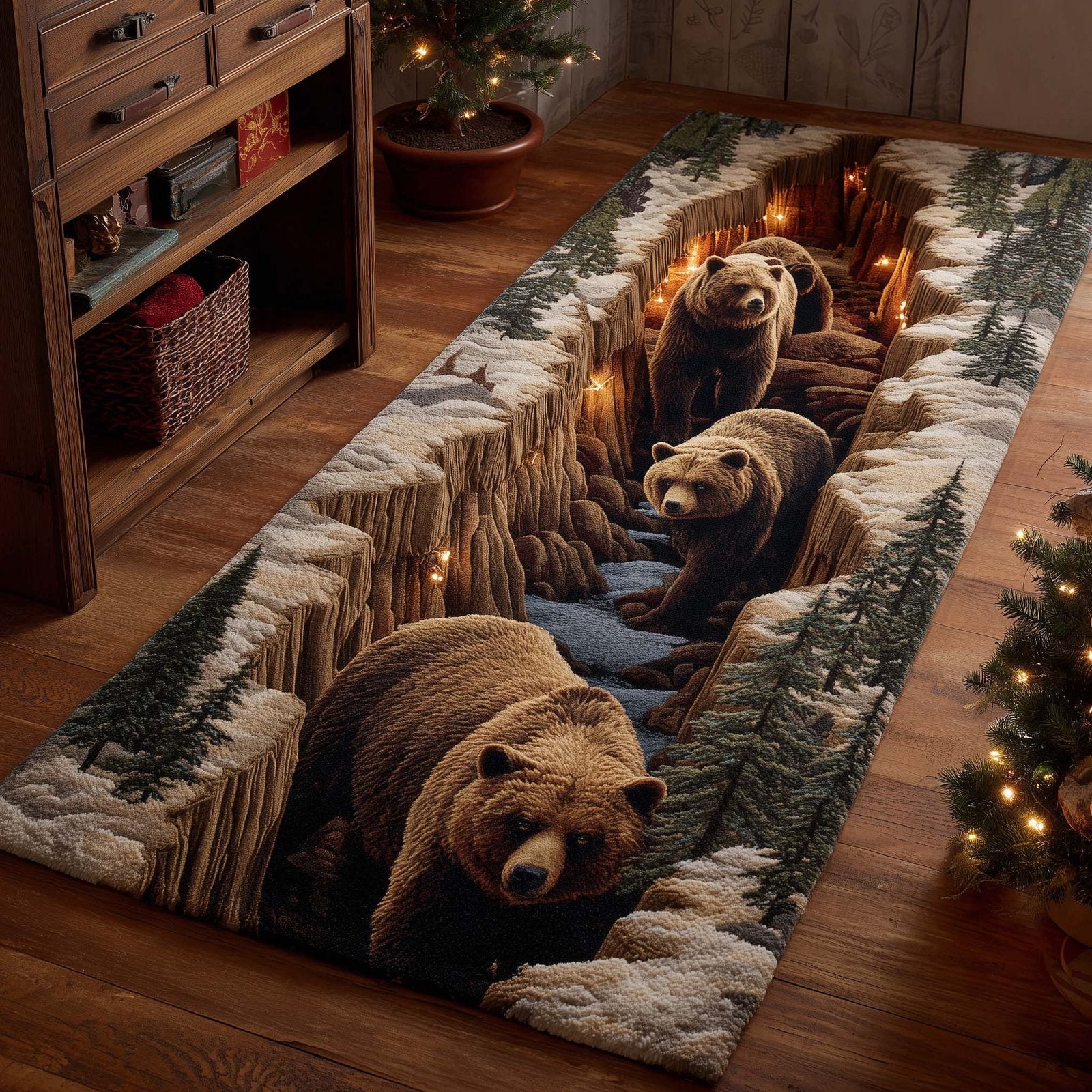 Bear Trail Runner Rug - Cute Pet Design | Animal Printed Runner Rug
