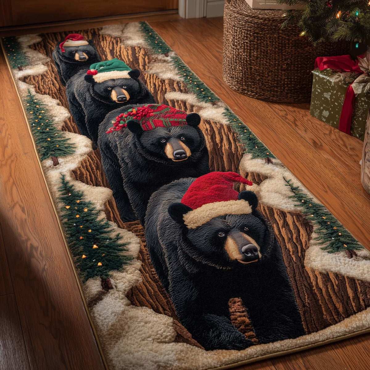 Bear Trail Runner Rug - Cute Pet Design | Animal Printed Runner Rug