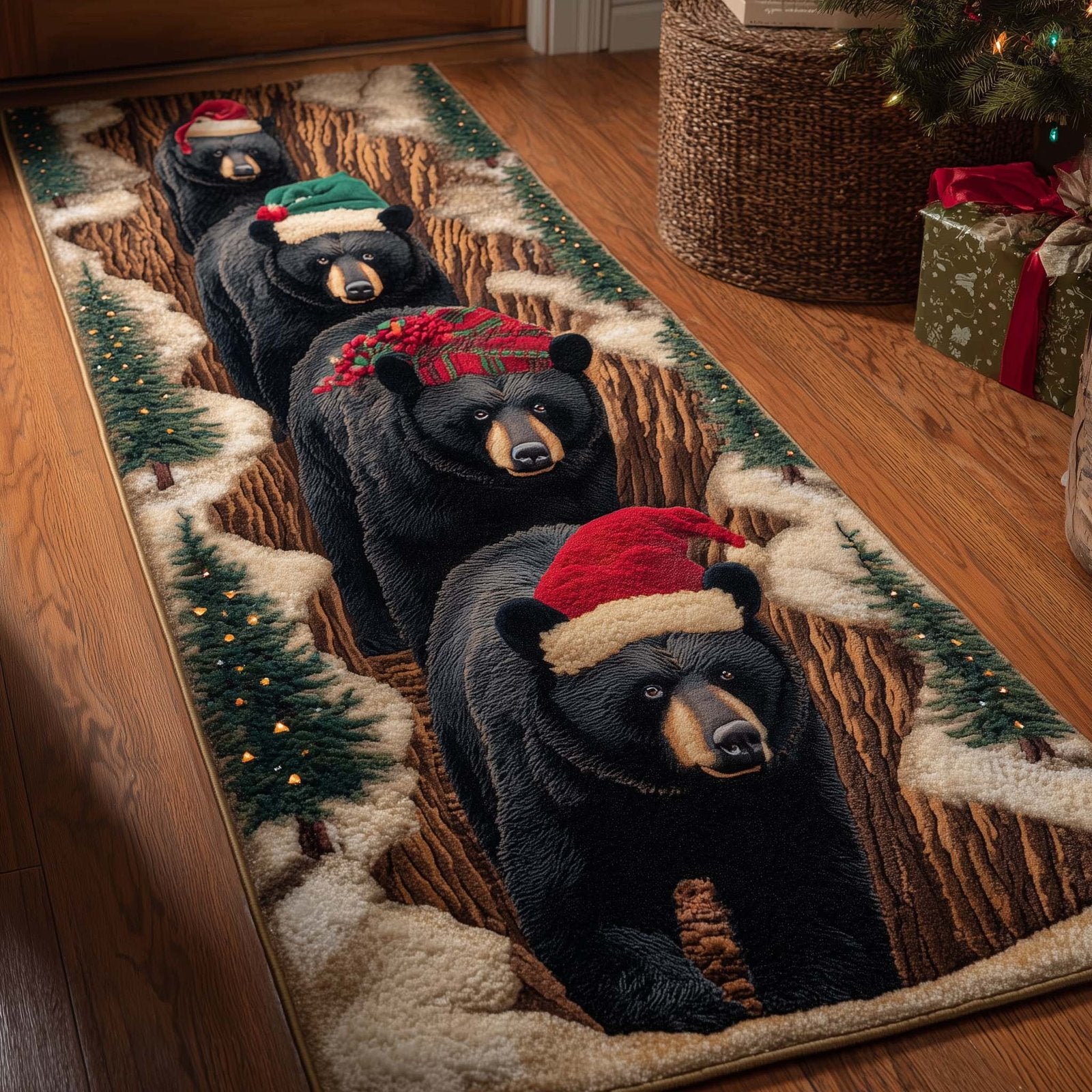 Bear Trail Runner Rug - Cute Pet Design | Animal Printed Runner Rug