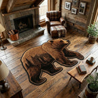 Bear Trails Custom Shape Area Rug - Cute Animal Design | Die-Cut Non-Slip Rug - washable non-slip printed rug