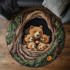 Bear Valley Round Mat Rug - washable non-slip printed rug