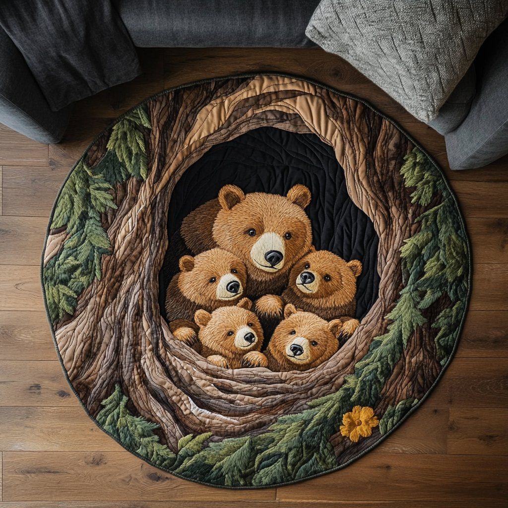 Bear Valley Round Mat Rug - washable non-slip printed rug
