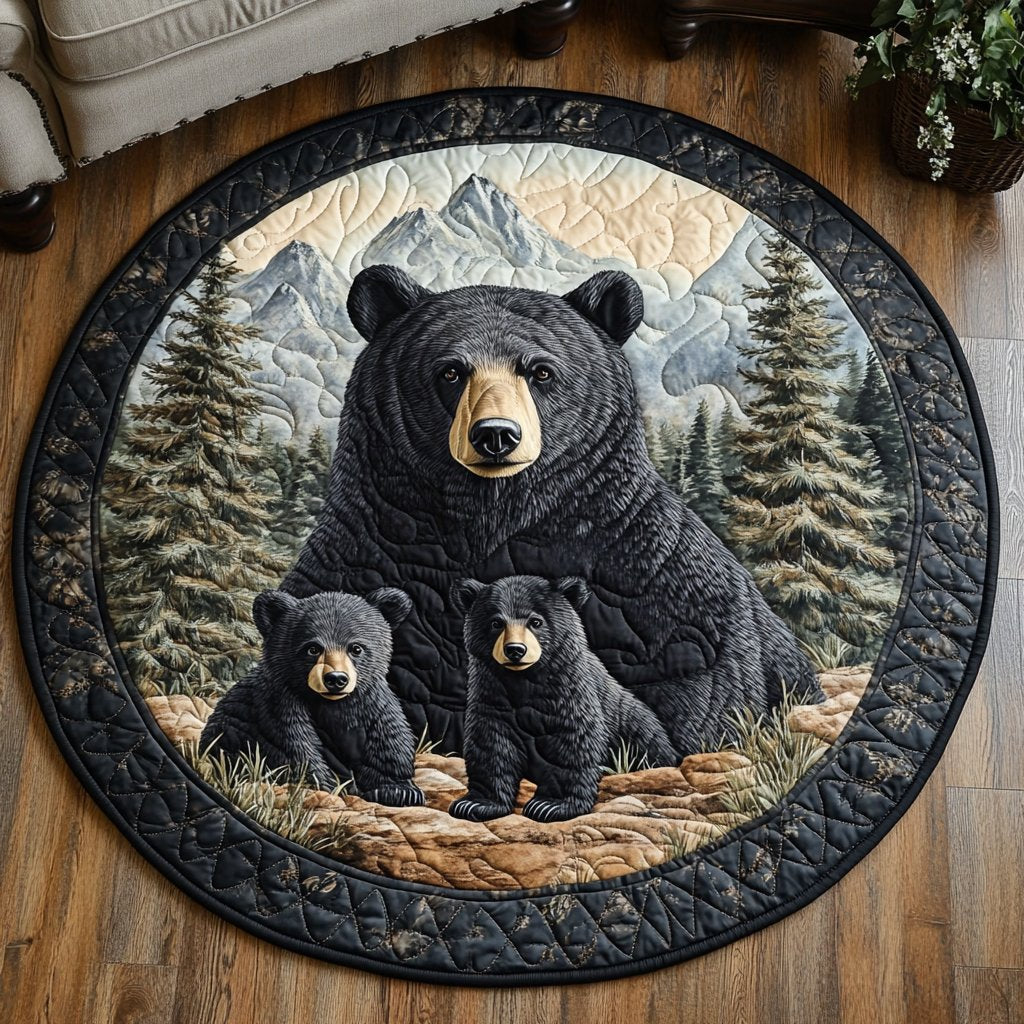 Bear Watch Round Mat Rug - washable non-slip printed rug