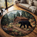 Bearwood Retreat Round Mat Rug - washable non-slip printed rug