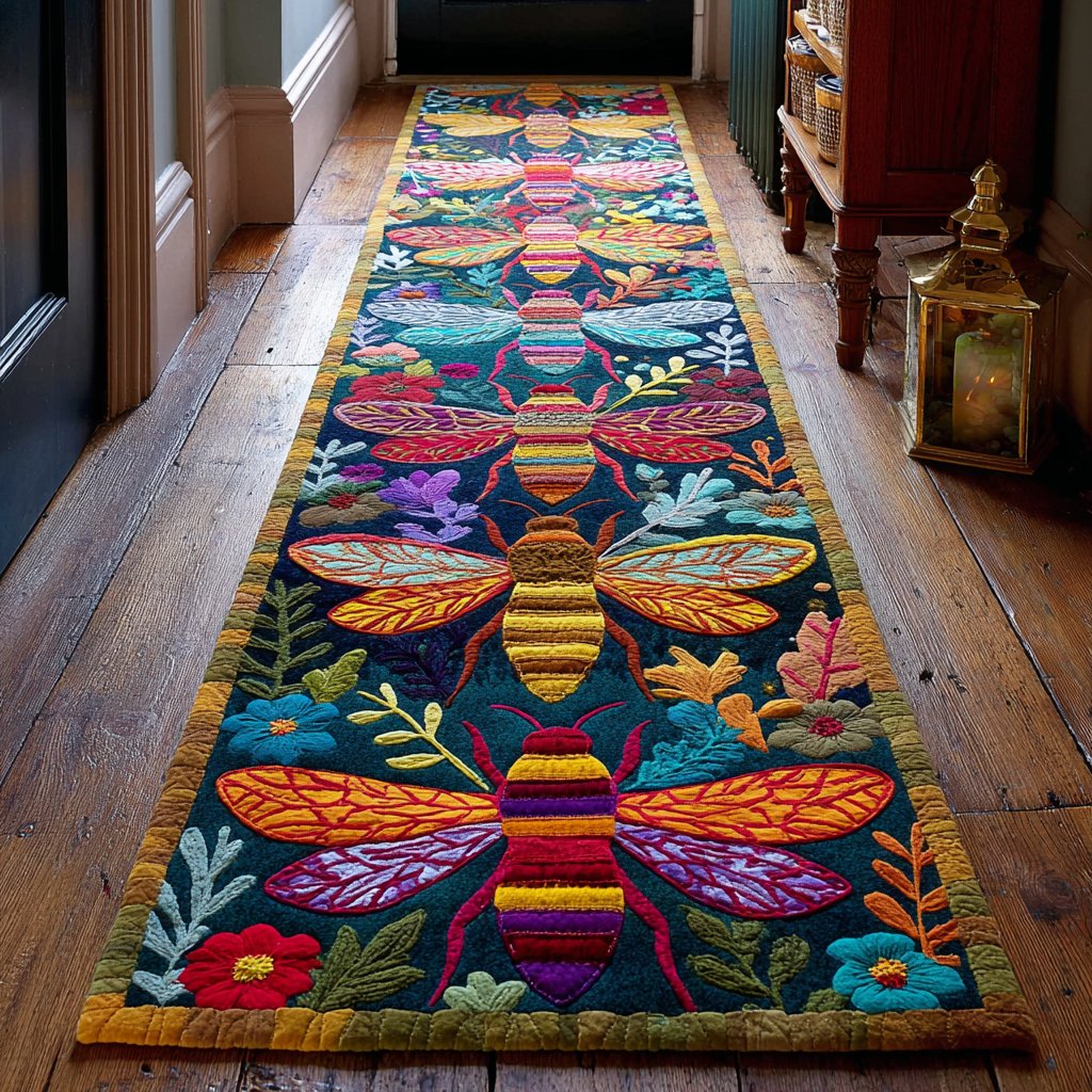 Bee Meadow Runner Carpet Runner Rug - Cute Pet Design | Animal Printed Runner Rug