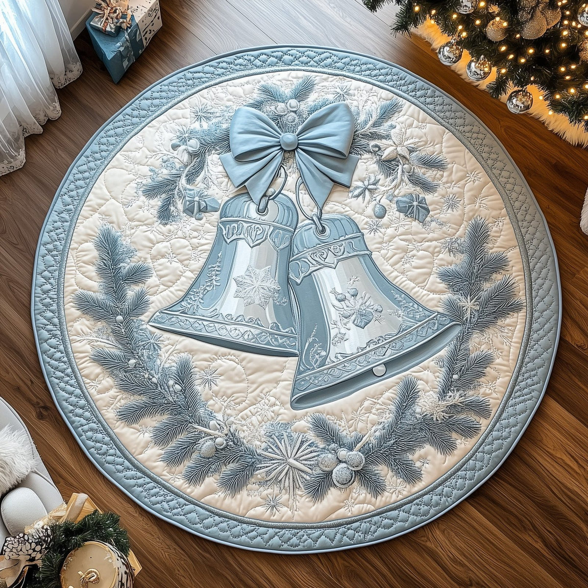 Bell in Blue Round Mat Rug - Nature Design | Serene Home Decor