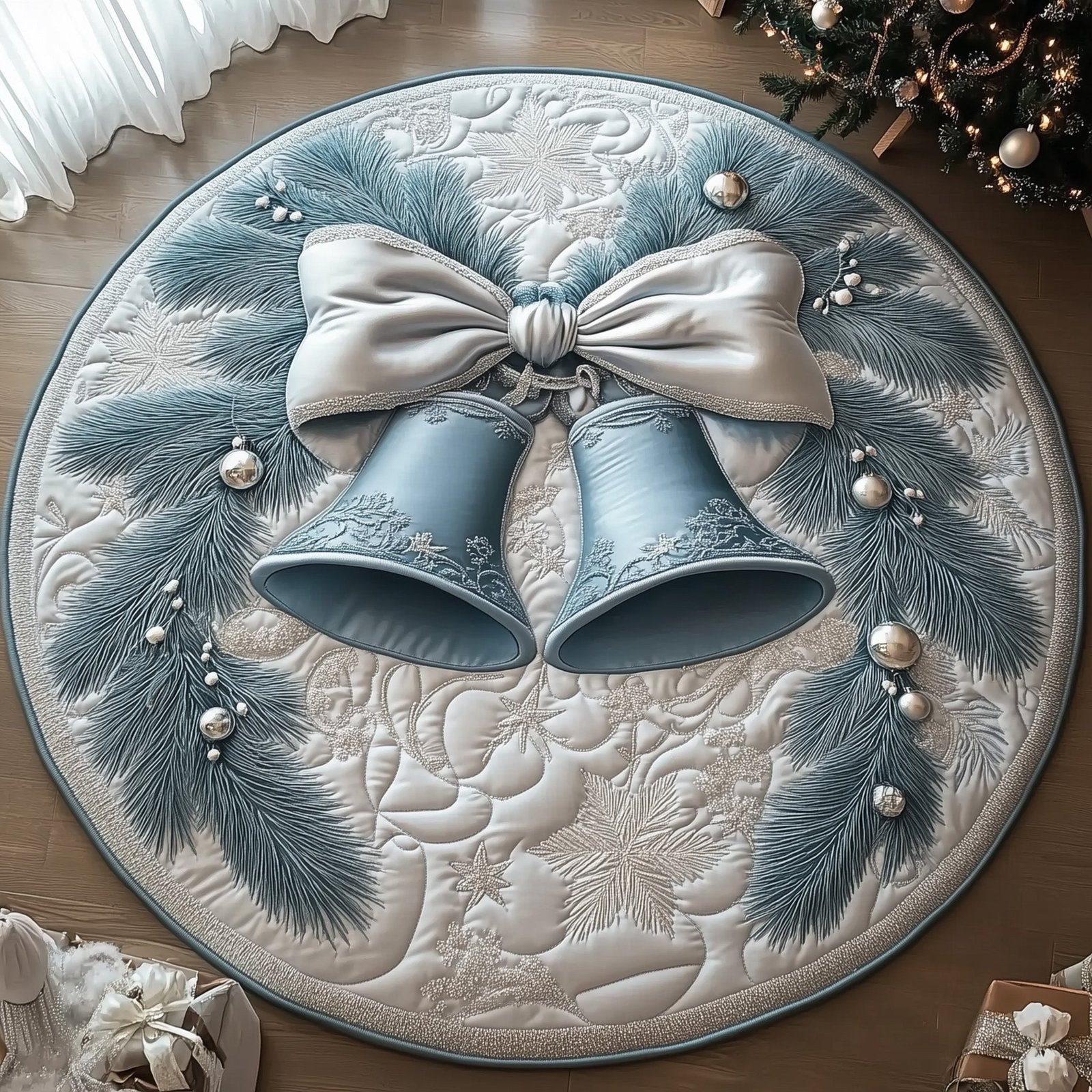 Bell in Blue Round Mat Rug - Nature Design | Serene Home Decor