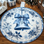 Bell in Blue Round Mat Rug - washable non-slip printed rug