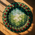 Berry Garland Round Mat Rug - washable non-slip printed rug
