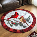 Berry Red Elegance Round Mat Rug - washable non-slip printed rug