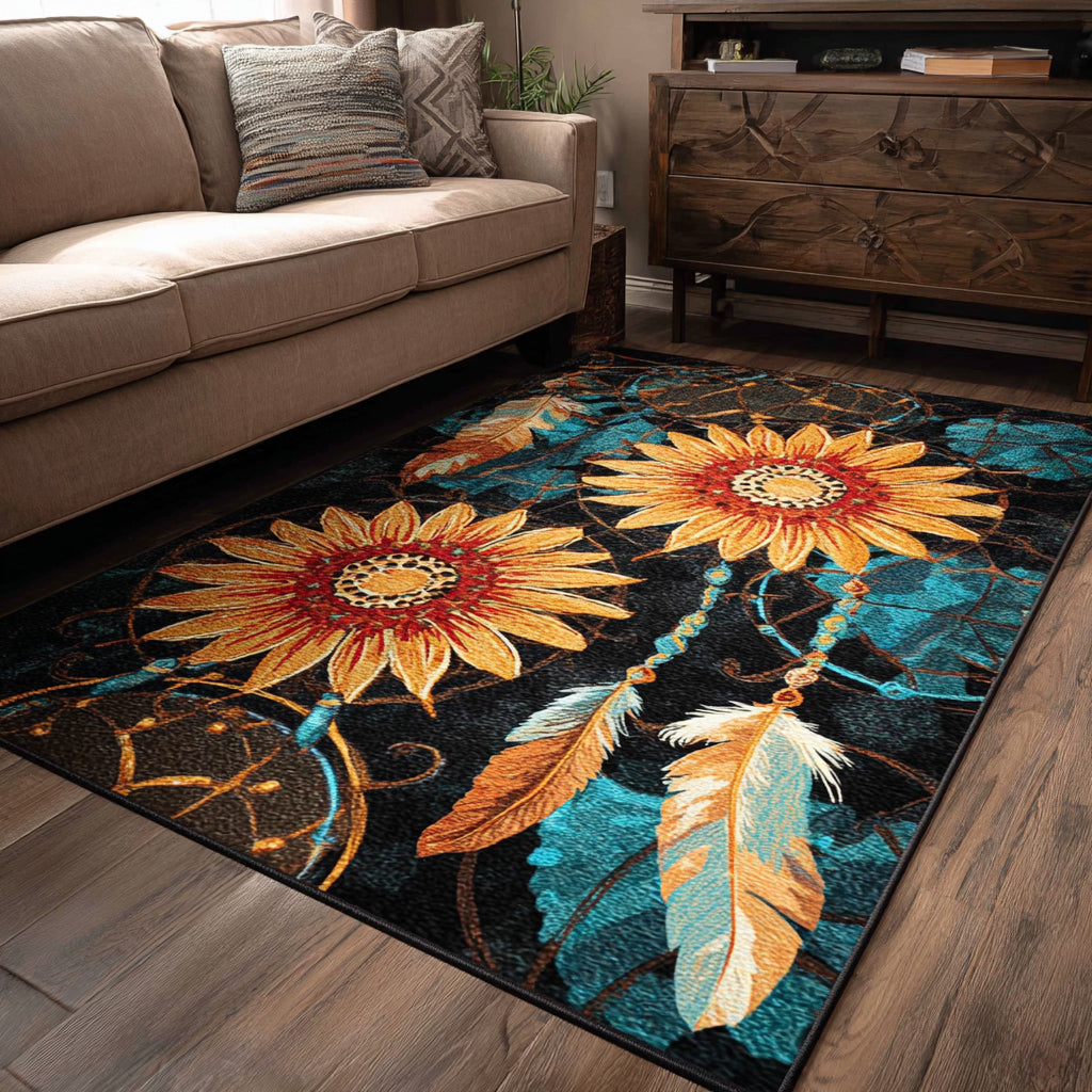 Beyond Borders area rug in a living room