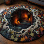 Beyond the Watchers Round Mat Rug - washable non-slip printed rug