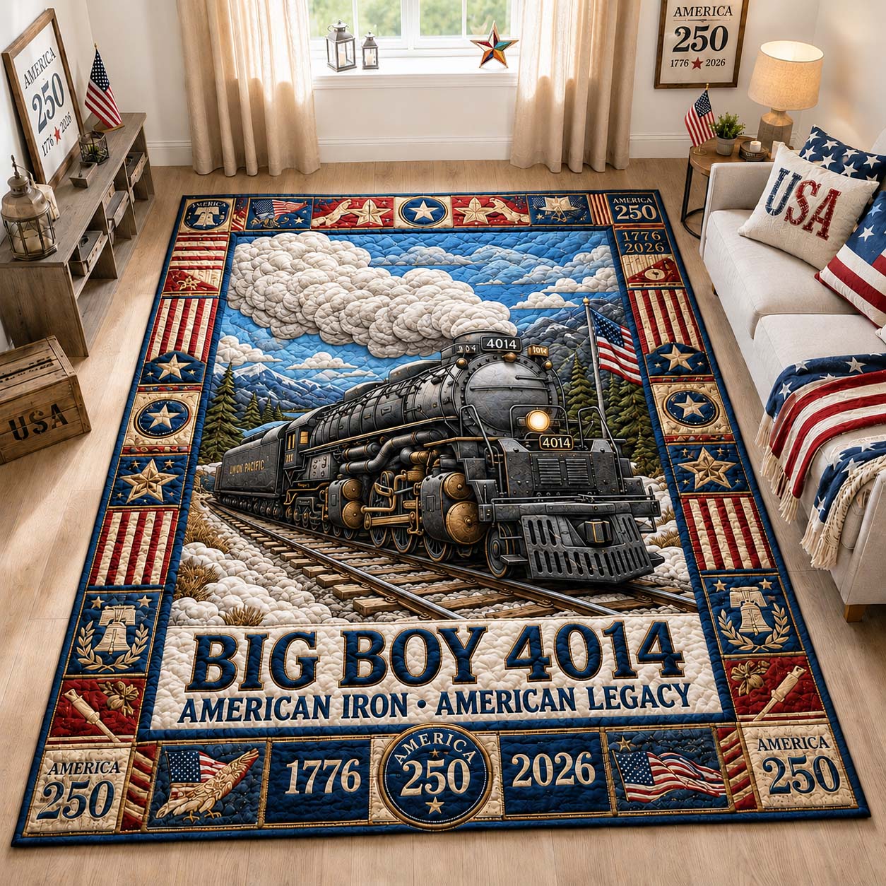 Big Boy Legacy area rug in a living room