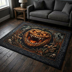 Big Mouth Pumpkin area rug in a living room