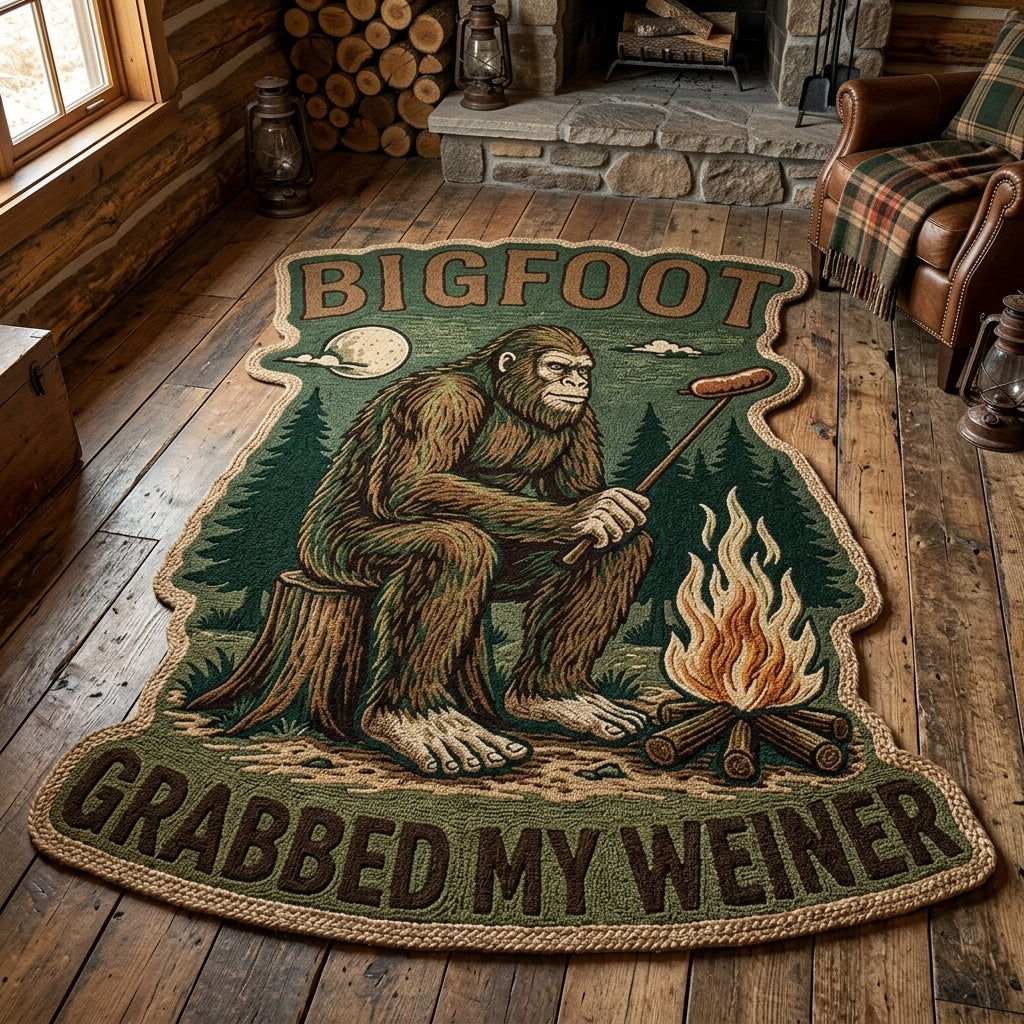 Bigfoot Camp Custom Shape Area Rug - Nature Design | Die-Cut Non-Slip Rug - washable non-slip printed rug
