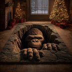 Bigfoot Cave Dweller area rug in a living room