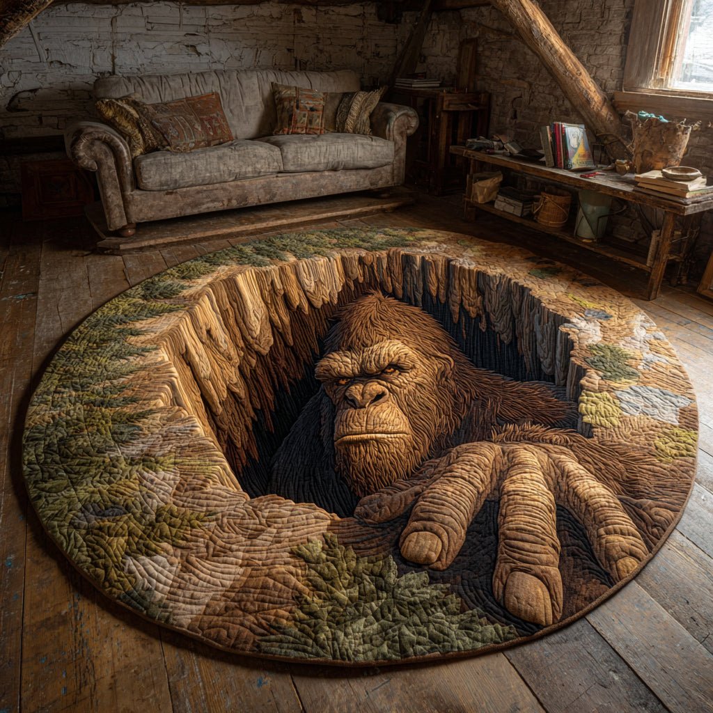 Bigfoot Forest Burrow Round Mat Rug - washable non-slip printed rug
