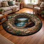 Bigfoot Legend Round Mat Rug - washable non-slip printed rug