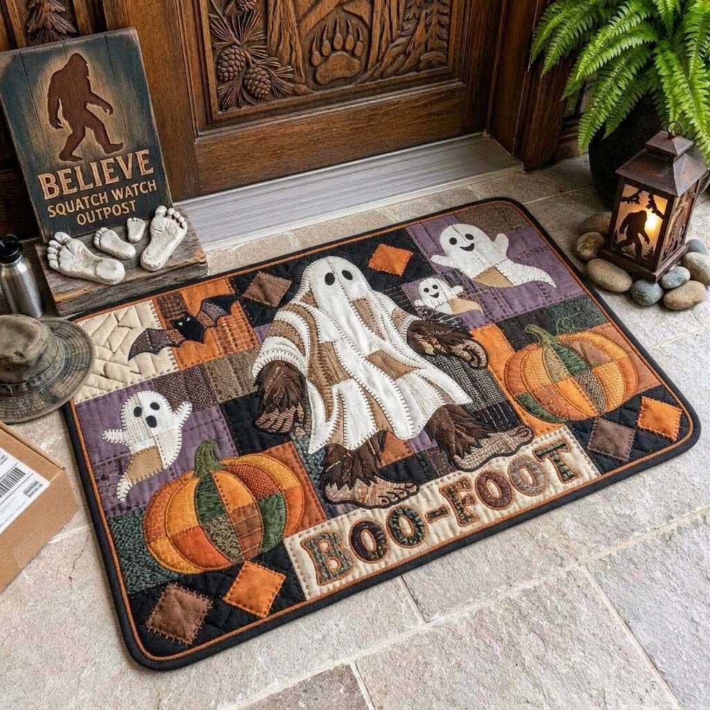 Bigfoot Nights Doormat - Nature Design | Nature Welcome Mat - washable non-slip printed rug