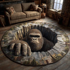 Bigfoot Pit Stare Round Mat Rug - washable non-slip printed rug