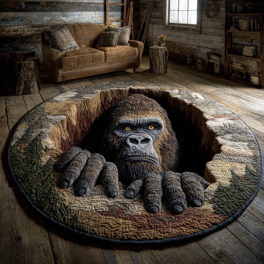 Bigfoot Timber Trap Round Mat Rug - washable non-slip printed rug