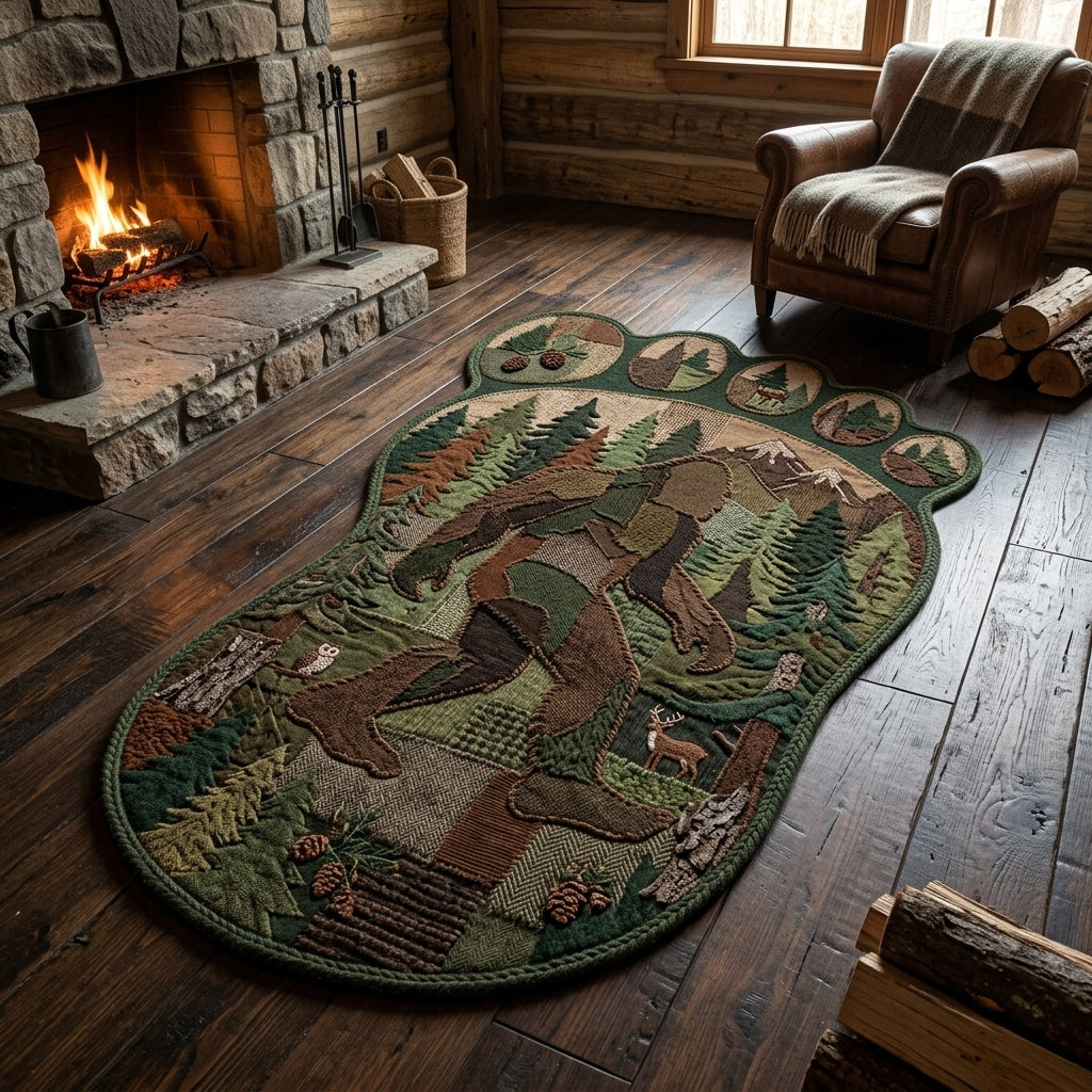 Bigfoot Trail Custom Shape Area Rug - Nature Design | Die-Cut Non-Slip Rug - washable non-slip printed rug