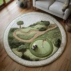 Birdie Golf Path Round Mat Rug - washable non-slip printed rug