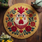 Biscuit Hen Round Mat Rug - washable non-slip printed rug