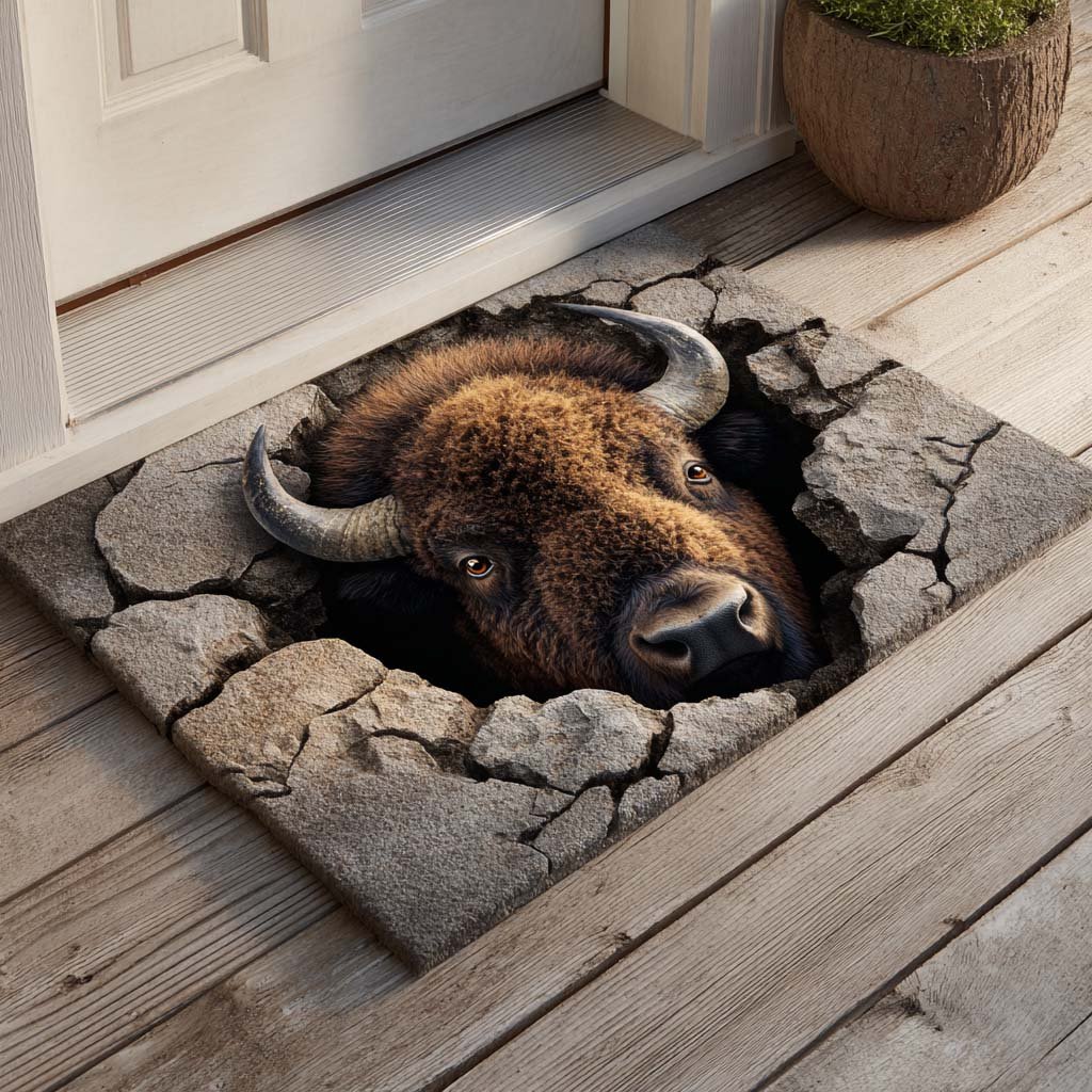Bison Peek Doormat - Nature Design | Printed Welcome Doormat