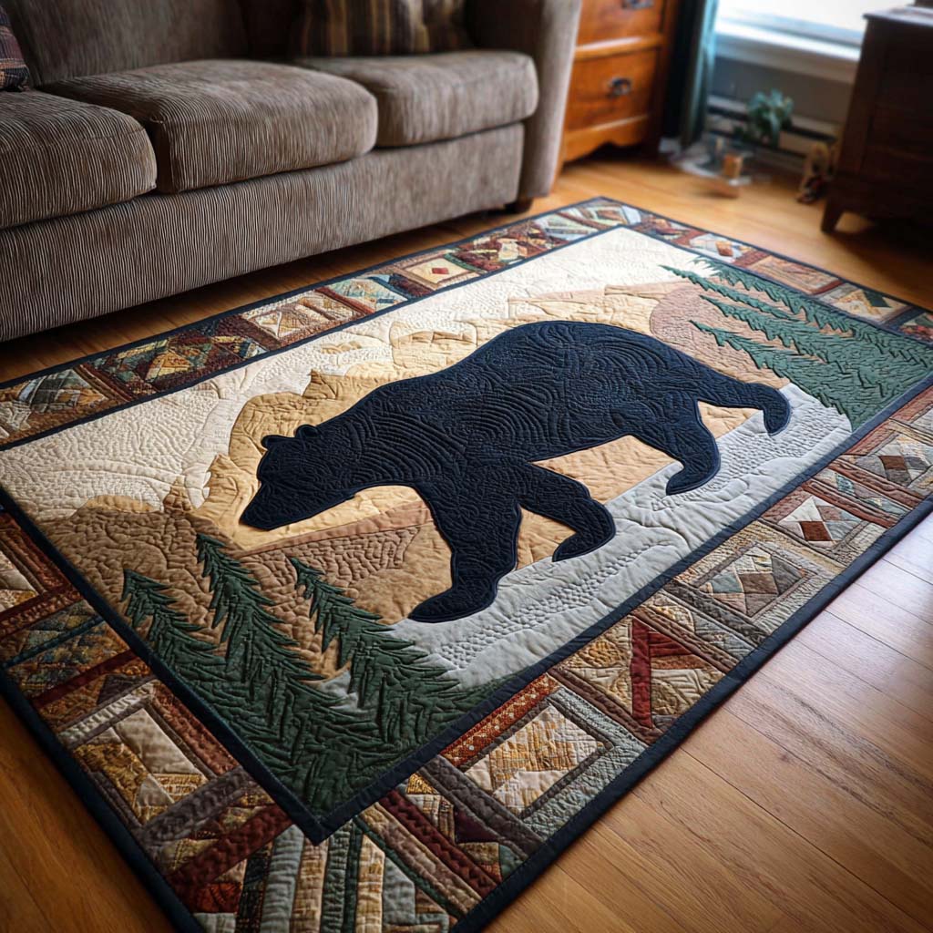 Black Bear area rug in a living room