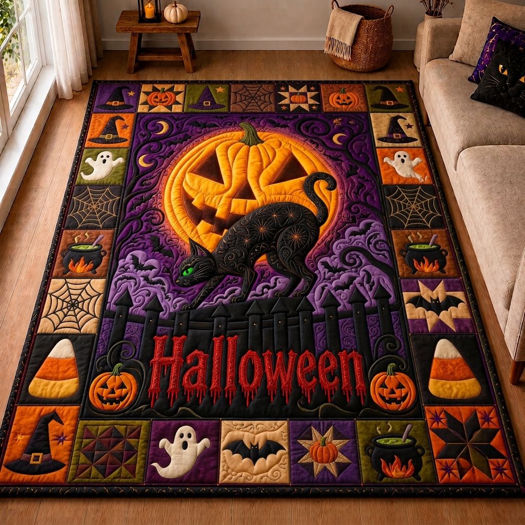 Black Cat Eclipse area rug in a living room