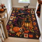 Black Cat Halloween Lantern area rug in a living room