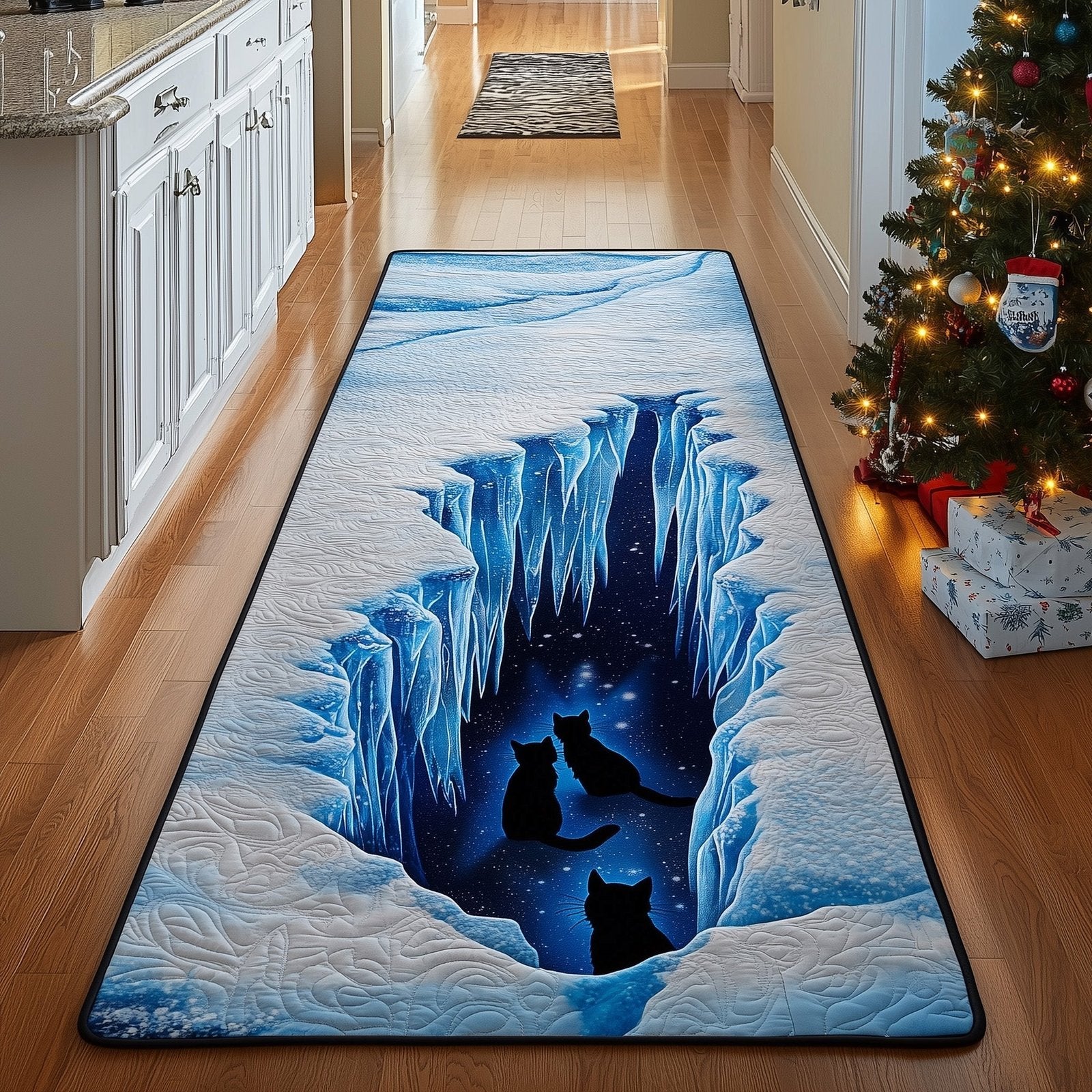 Black Cat Runner Rug - Cute Pet Design | Animal Printed Runner Rug