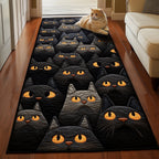 Black Cat Runner Rug - Cute Pet Design | Animal Printed Runner Rug