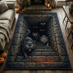 Black Cats Stone Cellar area rug in a living room
