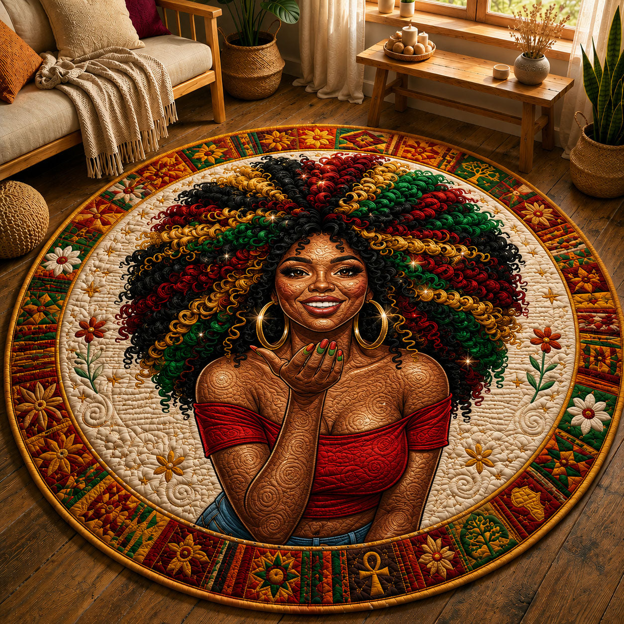 Black Girl Magic Round Mat Rug GFTOPND289