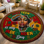 Black Queen Juneteenth Independence Round Mat Rug - washable non-slip printed rug