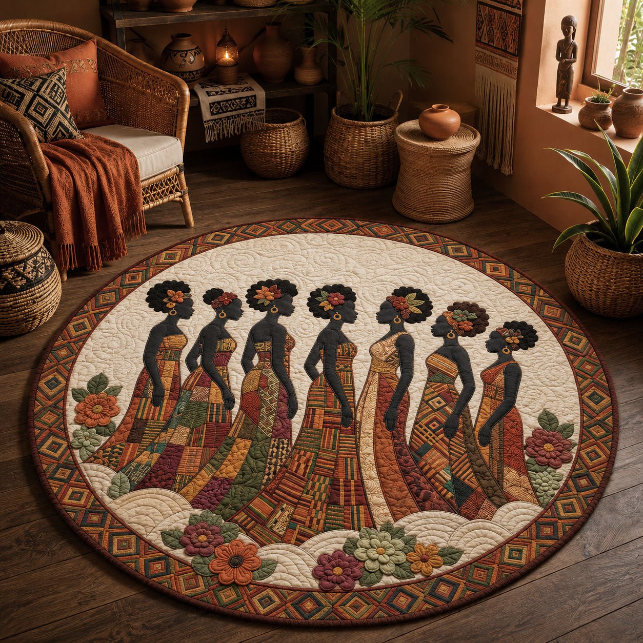 Black Queen Round Mat Rug - Nature Design | Serene Home Decor
