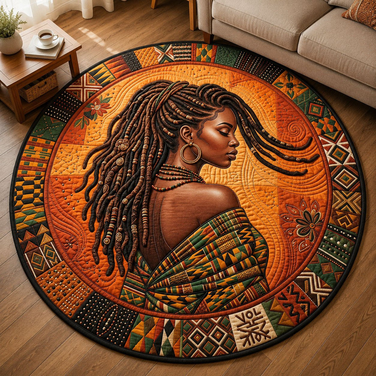 Black Queen Round Mat Rug - washable non-slip printed rug