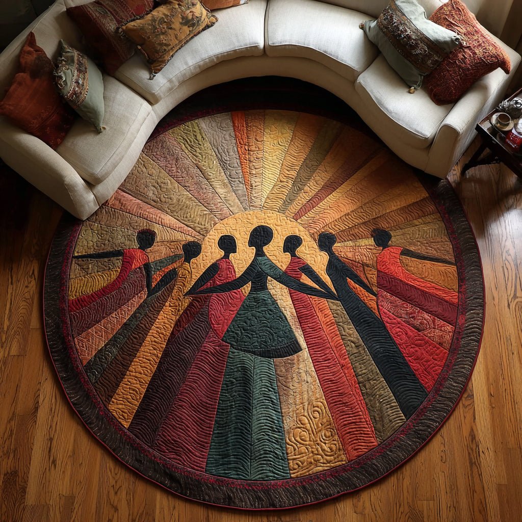 Black Woman Horizon Dance Round Mat Rug - Nature Design | Serene Home Decor
