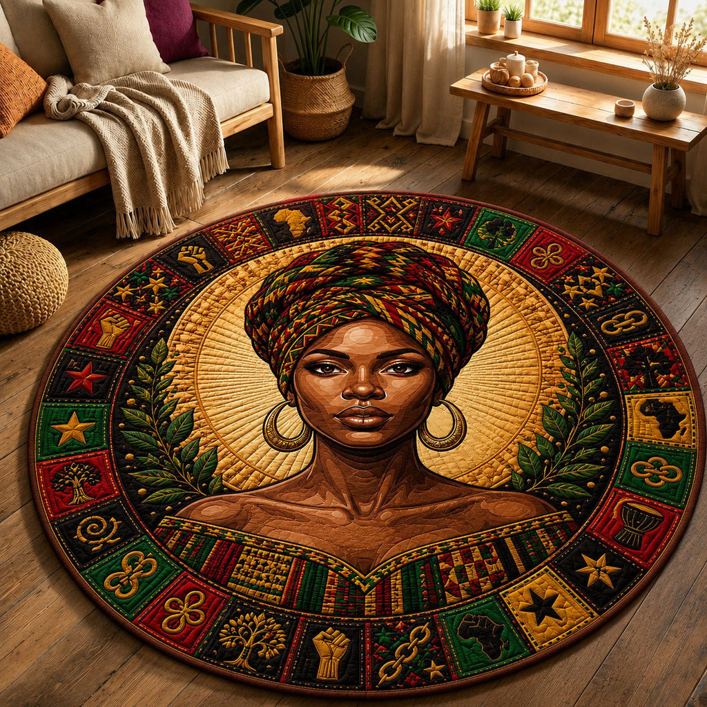 Black Woman Pride Round Mat Rug - Nature Design | Serene Home Decor