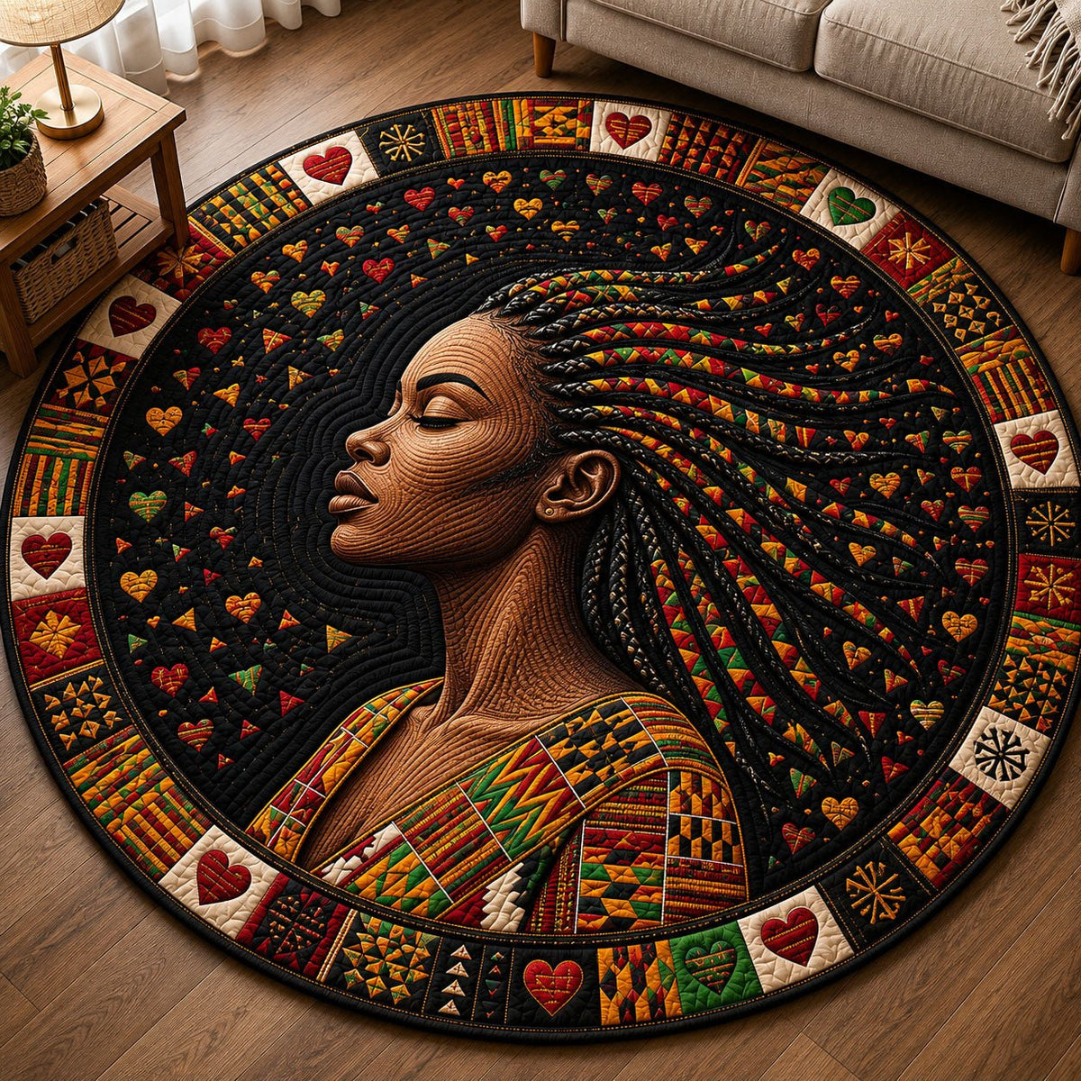 Black Woman Pride Round Mat Rug - Nature Design | Serene Home Decor