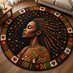 Black Woman Pride Round Mat Rug - Nature Design | Serene Home Decor