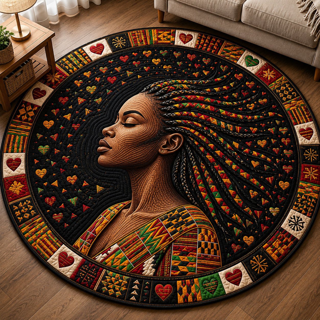 Black Woman Pride Round Mat Rug - Nature Design | Serene Home Decor