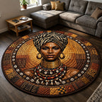 Black Woman Pride Round Mat Rug - washable non-slip printed rug
