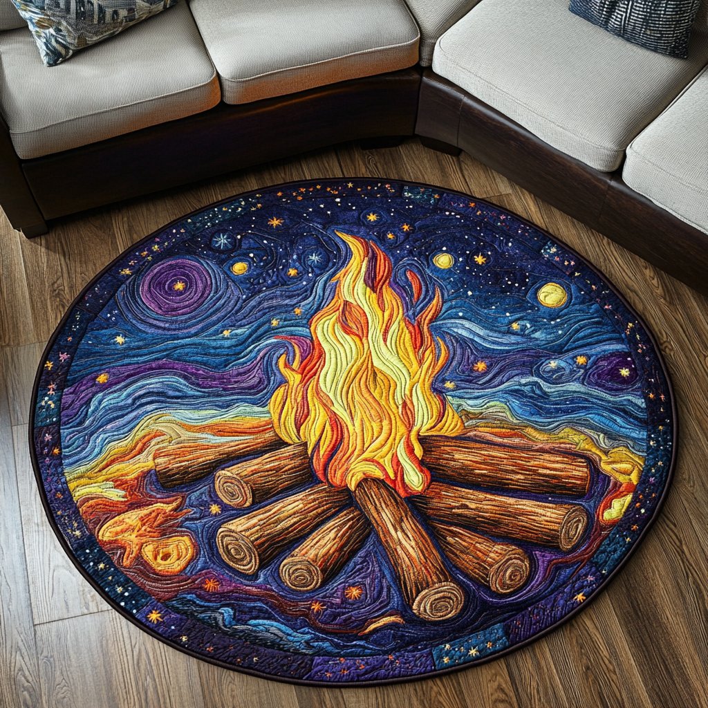 Blazing Spirit Round Mat Rug - washable non-slip printed rug