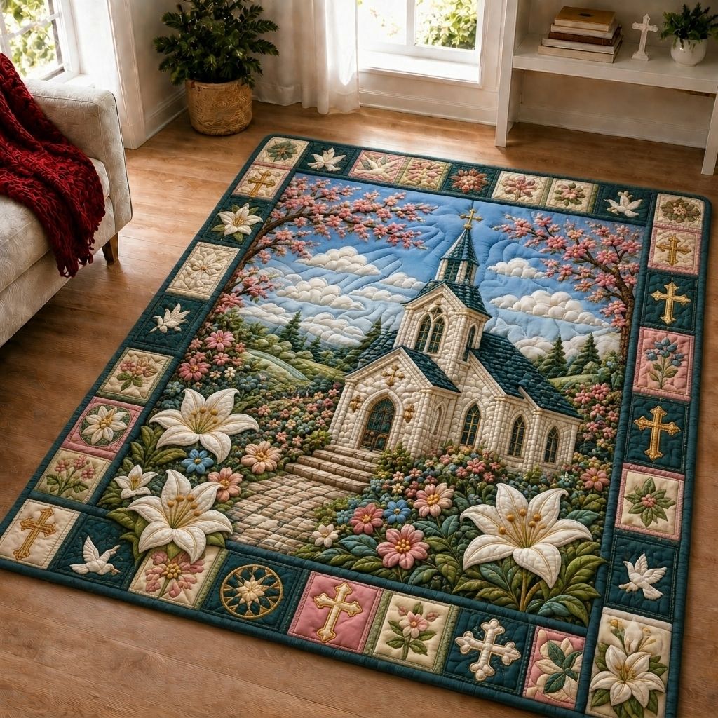 Blessed Beyond Measure area rug in a living room