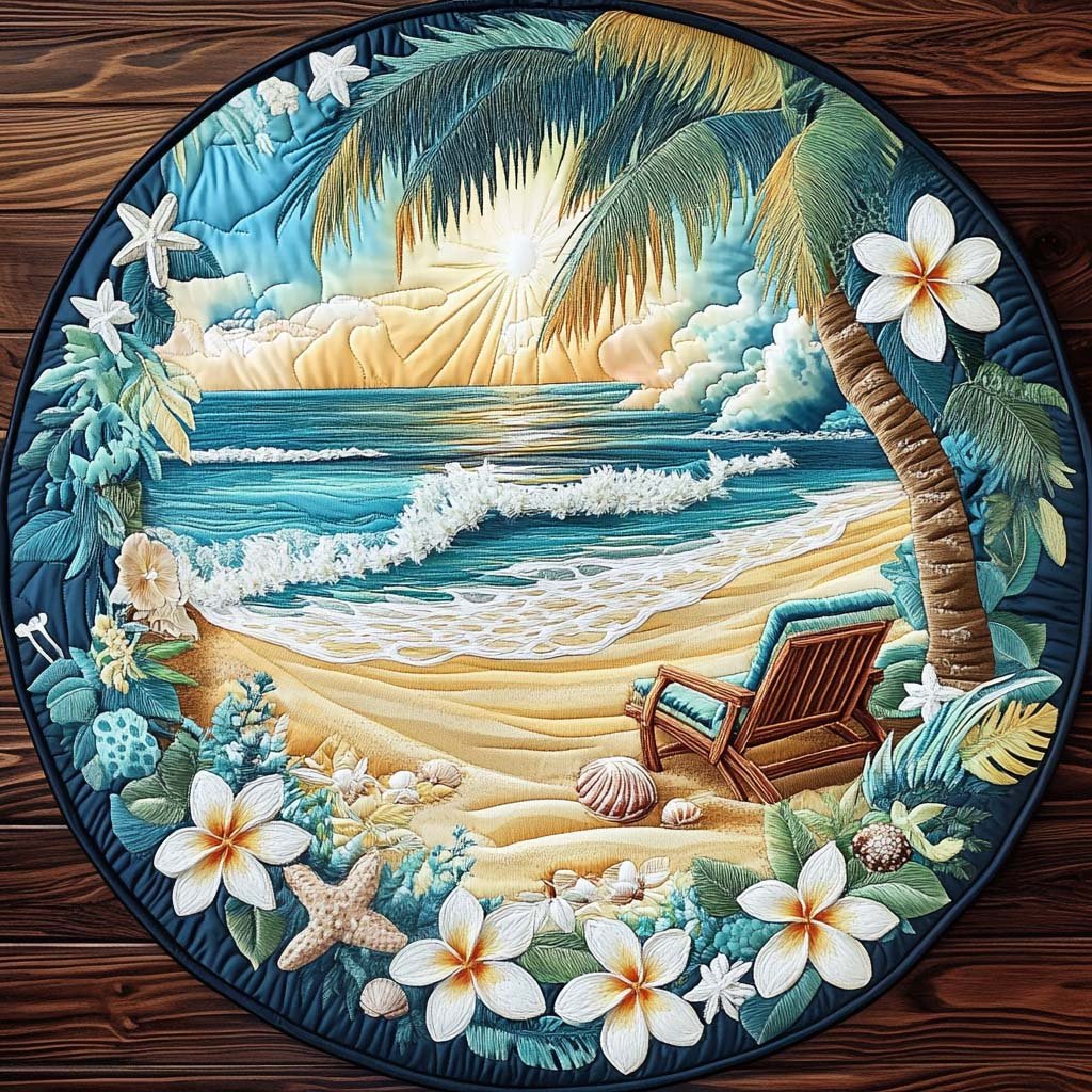 Blissful Bay Round Mat Rug - washable non-slip printed rug