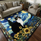 Blissful Cat area rug in a living room