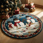 Blizzard Joy Round Mat Rug - washable non-slip printed rug